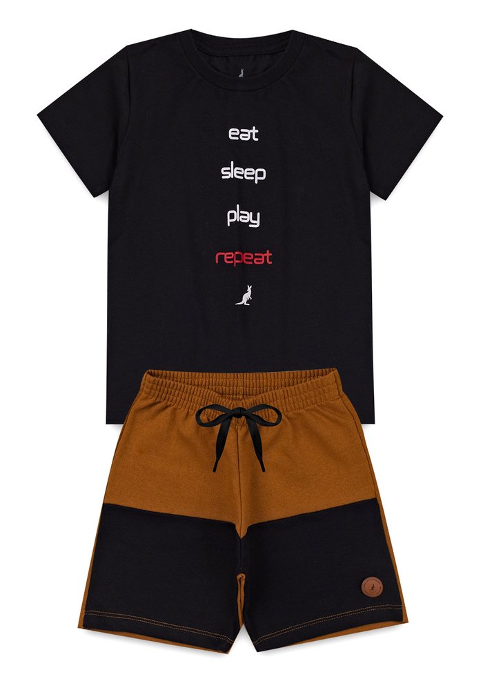 Conjunto Infantil Menino Verão Repeat Kangulu Preto