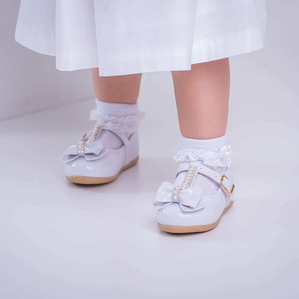 Sapatilha Branca Sapatilha De Festa Infantil Meia Branca Meia