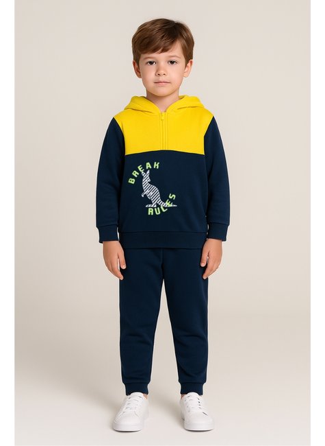 Conjunto Moletom Infantil Azul e Amarelo – Conforto e Estilo para