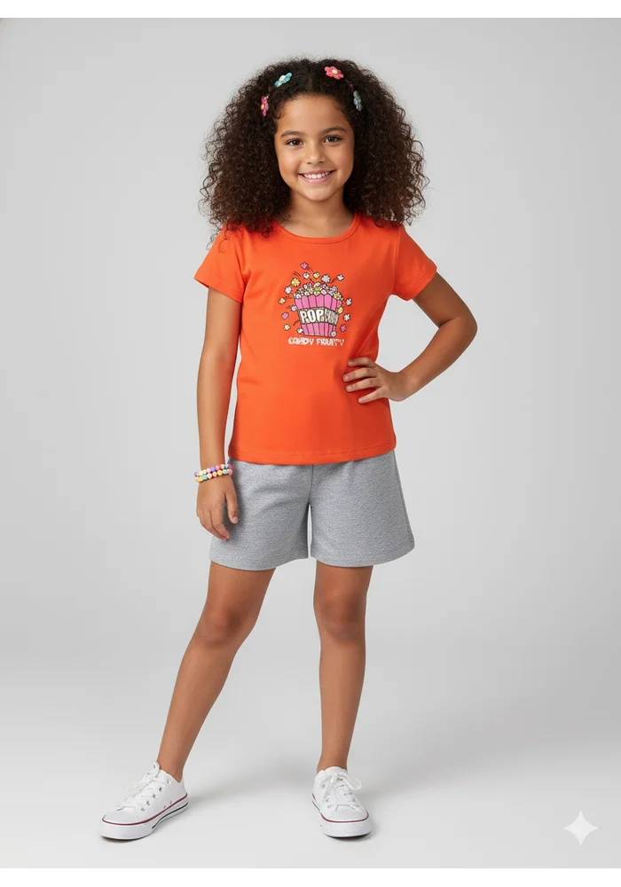 Menina usando roupa infantil