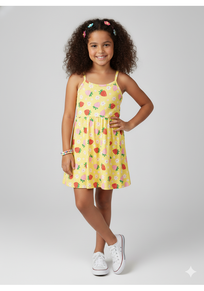 Vestido Infantil Menina Verão Regata com Alcinha Iaia Amarelo