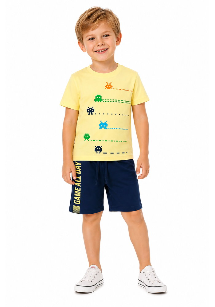 Conjunto Infantil Menino Verão Game All Day Kangulu Amarelo