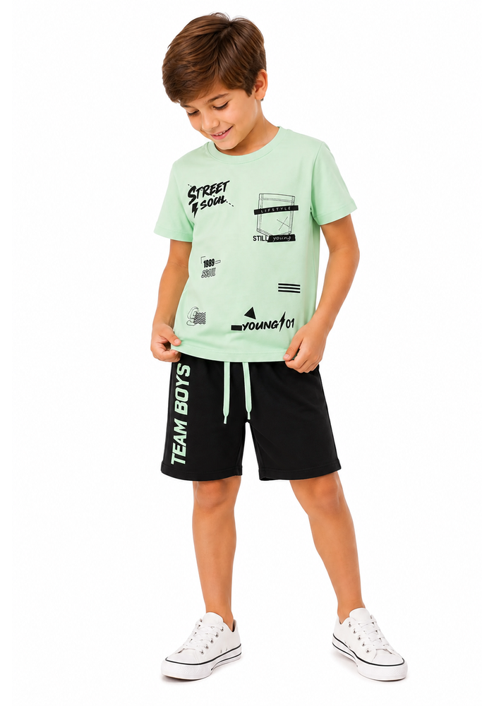 Conjunto Infantil Menino Verão Street Soul Kangulu Verde Claro