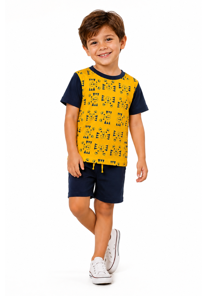 Conjunto Infantil Menino Verão Tiger Kangulu Mostarda