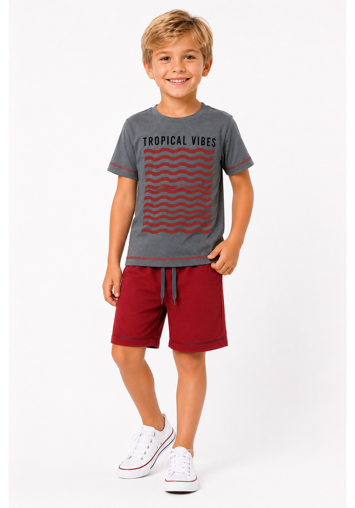 Conjunto Infantil Menino Verão Street Soul Kangulu Chumbo
